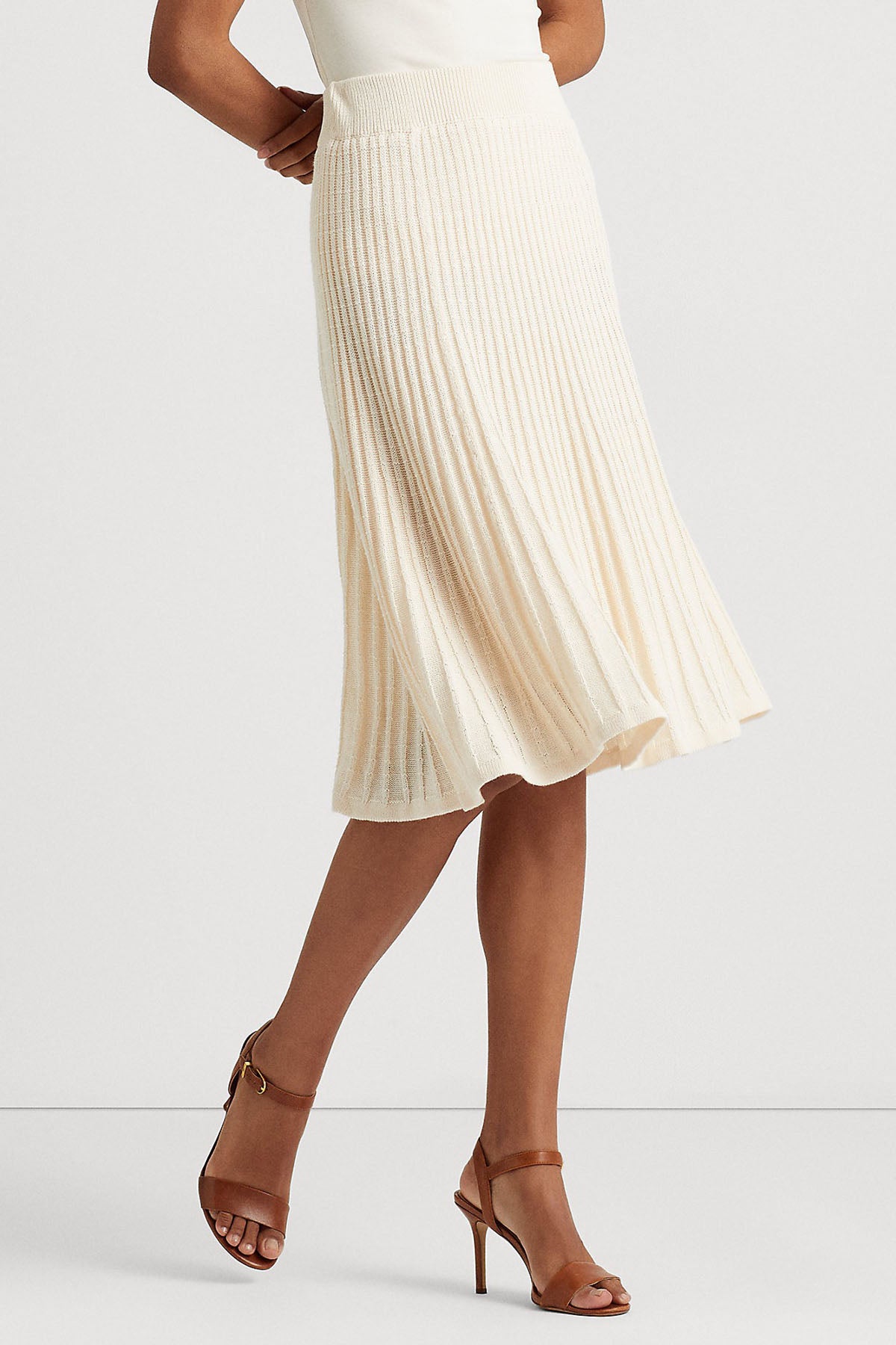 Polo Ralph Lauren Dizüstü Keten Karışımlı Piliseli Etek-Libas Trendy Fashion Store