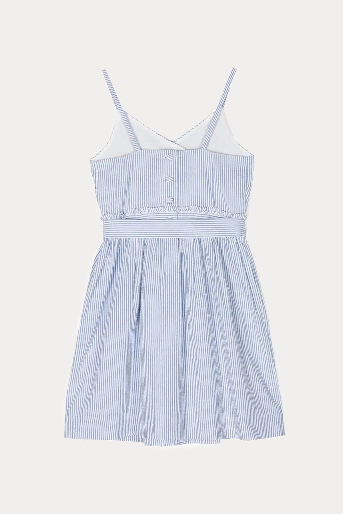 Polo Ralph Lauren Kids 7-8 Yaş Kız Çocuk Belden Kuşaklı Gofre Kumaş Elbise-Libas Trendy Fashion Store