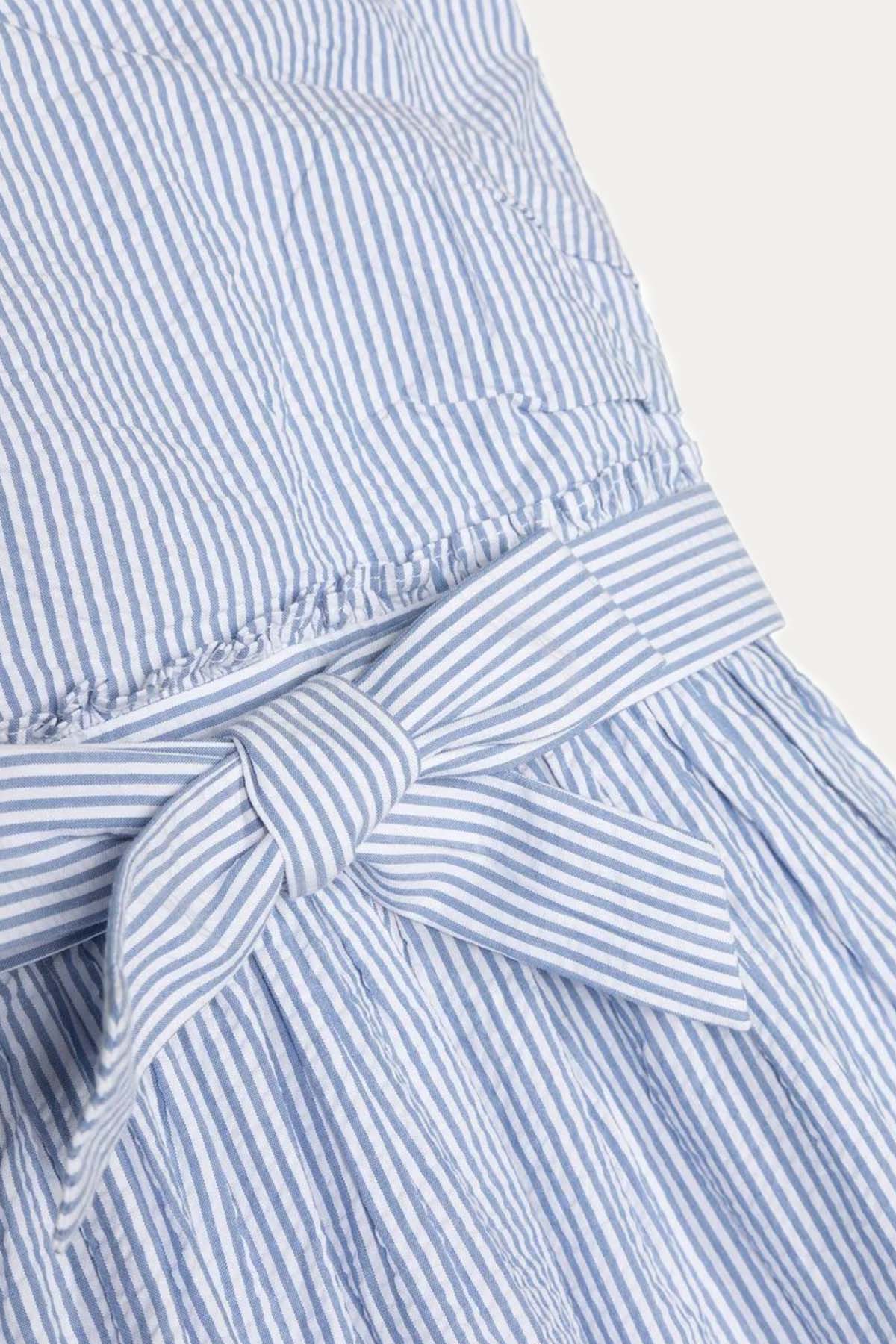 Polo Ralph Lauren Kids 7-8 Yaş Kız Çocuk Belden Kuşaklı Gofre Kumaş Elbise-Libas Trendy Fashion Store