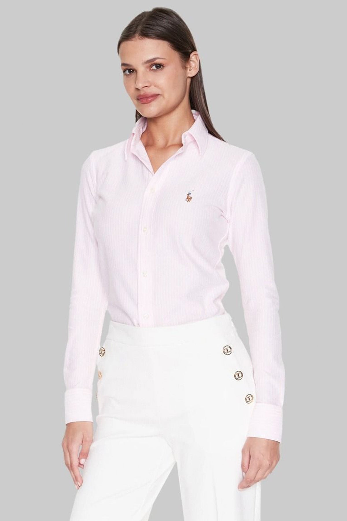 Polo Ralph Lauren Çizgili Knit Oxford Gömlek-Libas Trendy Fashion Store