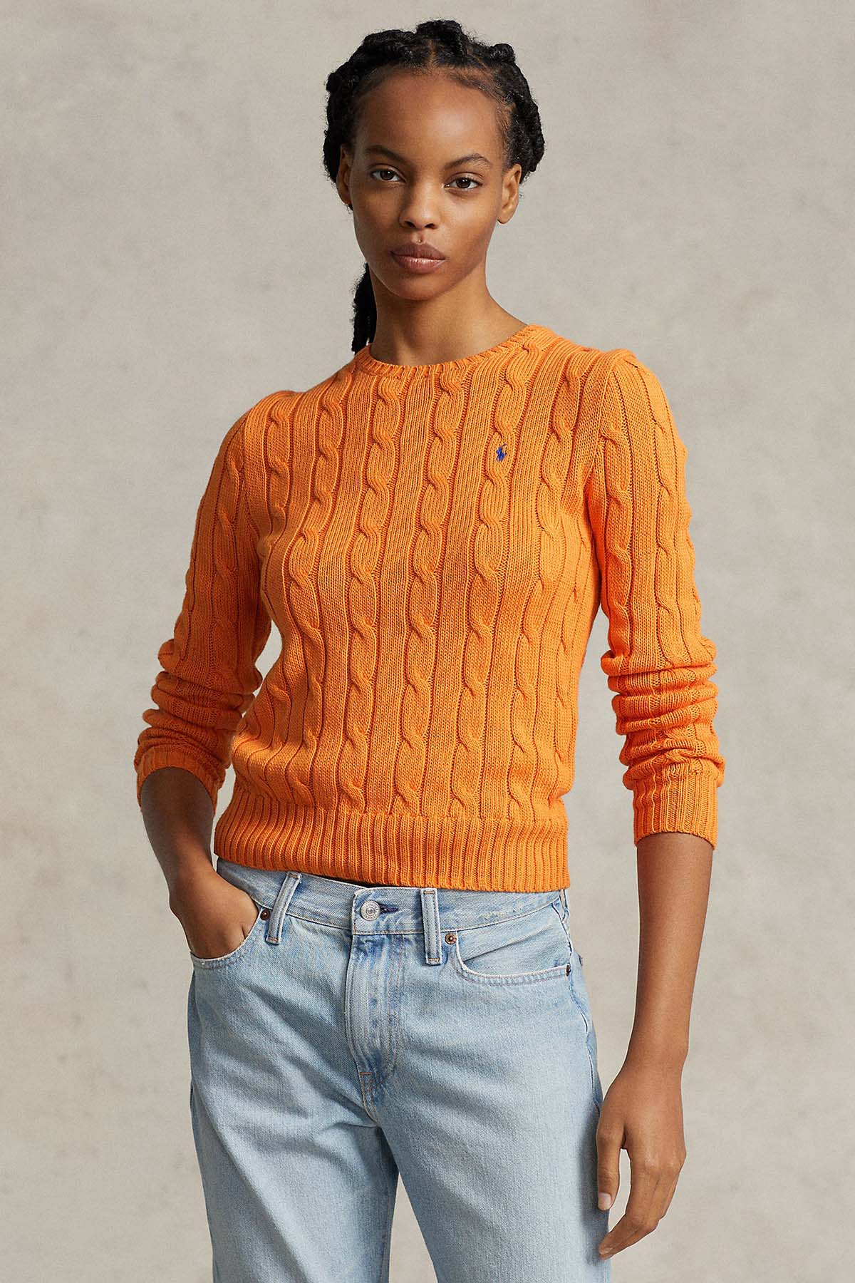 Polo Ralph Lauren Pima Cotton Slim Fit Yuvarlak Yaka Saç Örgü Triko-Libas Trendy Fashion Store