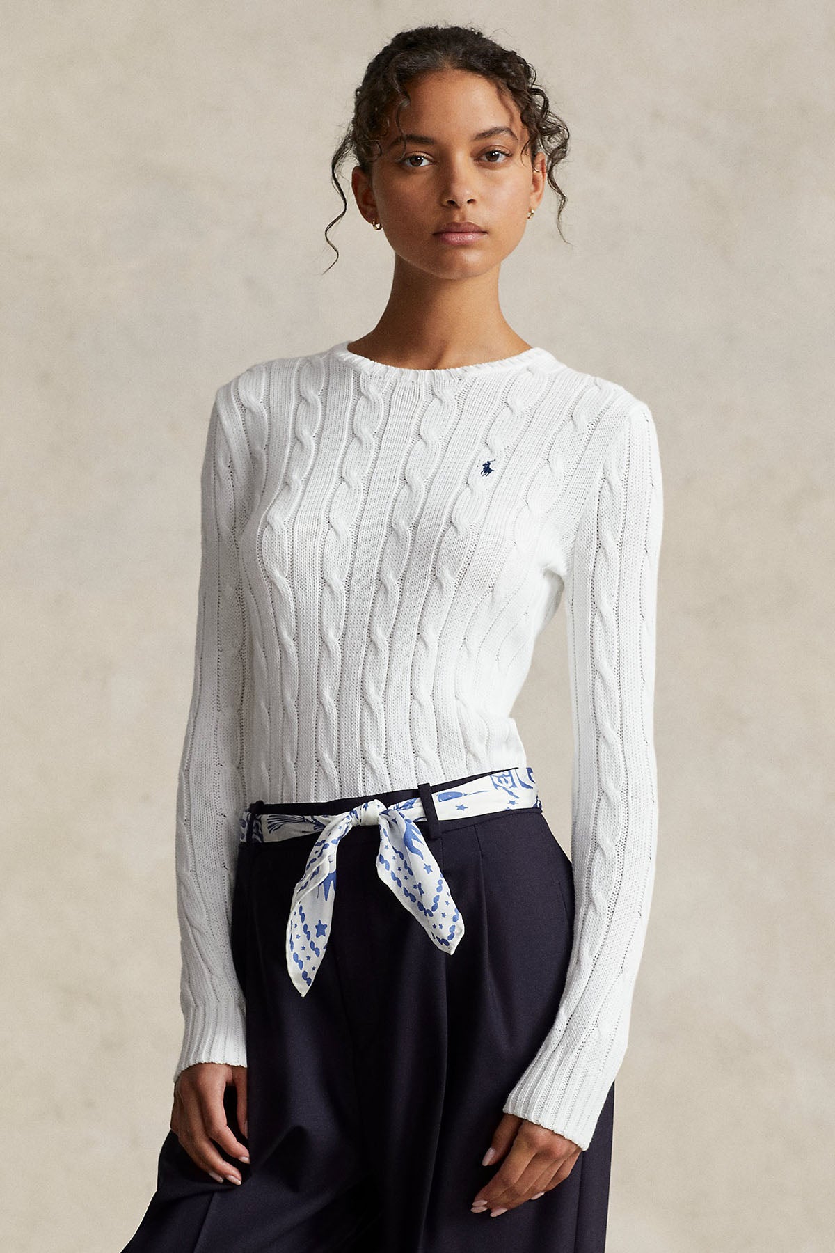 Polo Ralph Lauren Pima Cotton Slim Fit Yuvarlak Yaka Saç Örgü Triko-Libas Trendy Fashion Store