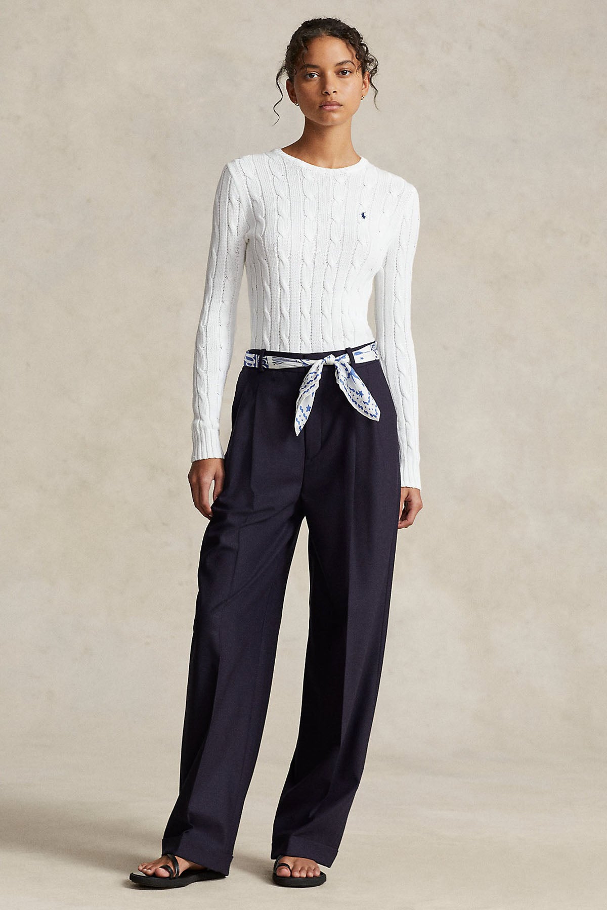 Polo Ralph Lauren Pima Cotton Slim Fit Yuvarlak Yaka Saç Örgü Triko-Libas Trendy Fashion Store