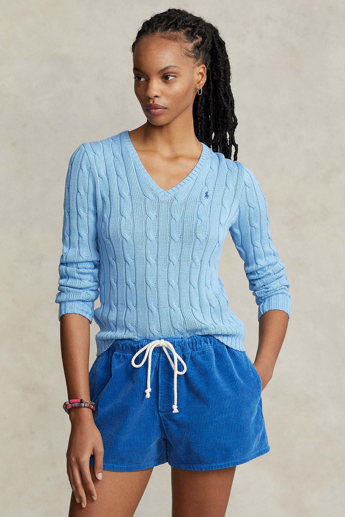 Polo Ralph Lauren Pima Cotton Slim Fit V Yaka Saç Örgü Triko-Libas Trendy Fashion Store