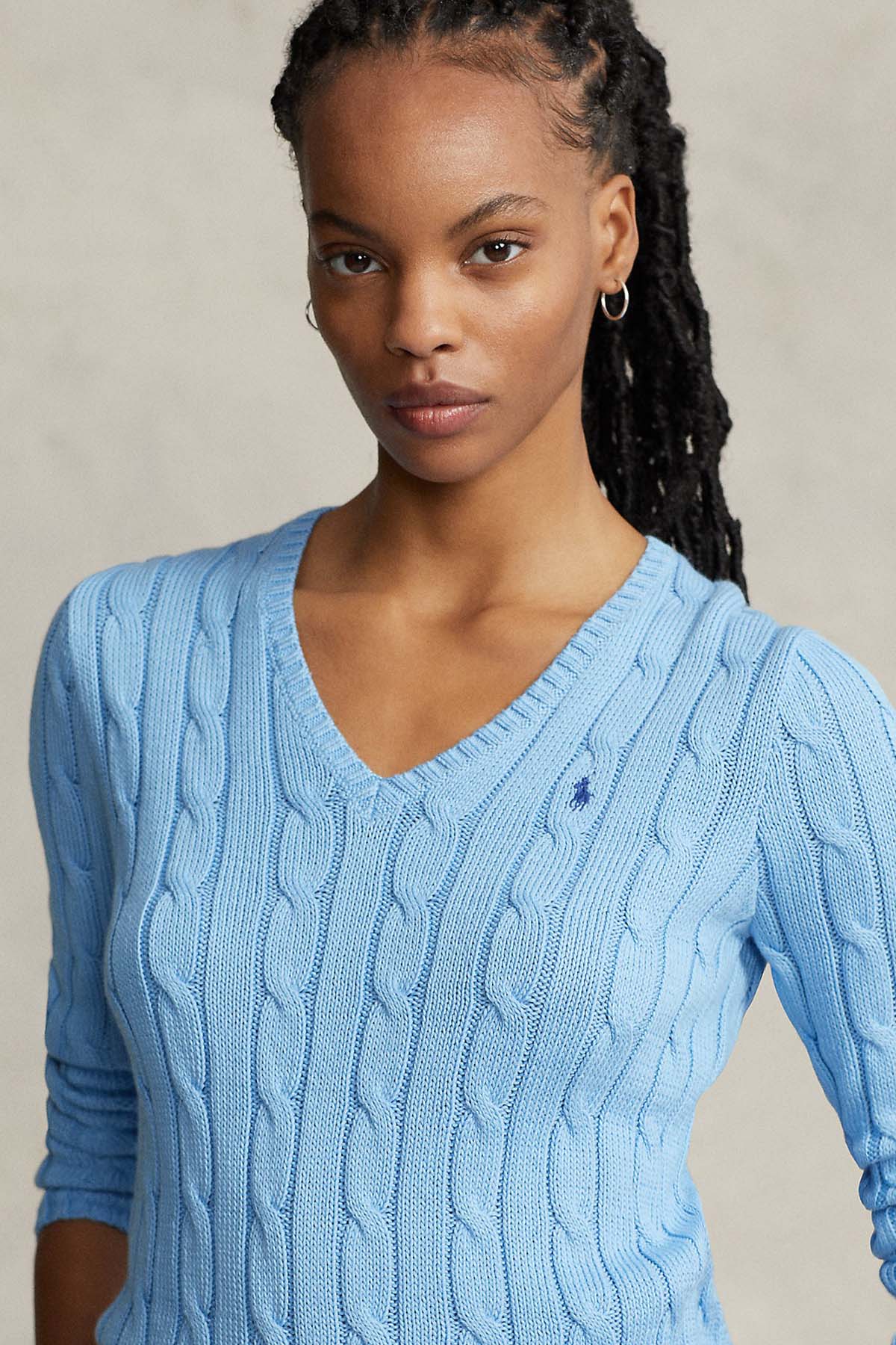 Polo Ralph Lauren Pima Cotton Slim Fit V Yaka Saç Örgü Triko-Libas Trendy Fashion Store