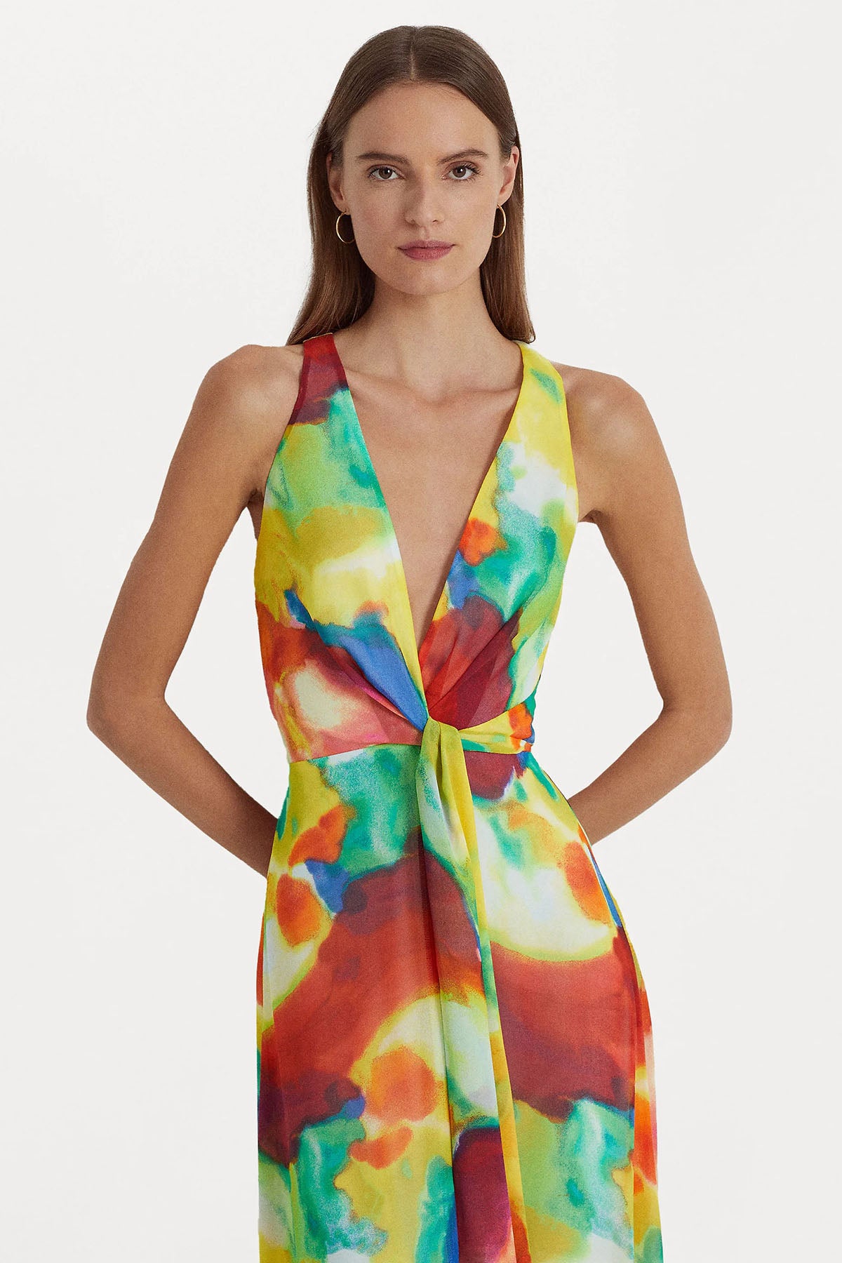 Polo Ralph Lauren Renkli Maxi Abiye Elbise-Libas Trendy Fashion Store