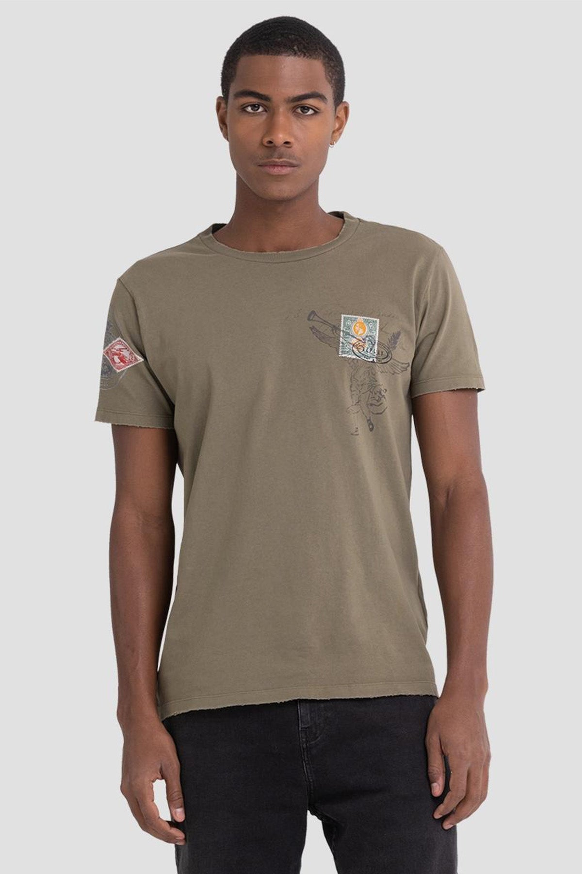 Replay Yuvarlak Yaka Eskitme Detaylı Baskılı T-shirt-Libas Trendy Fashion Store