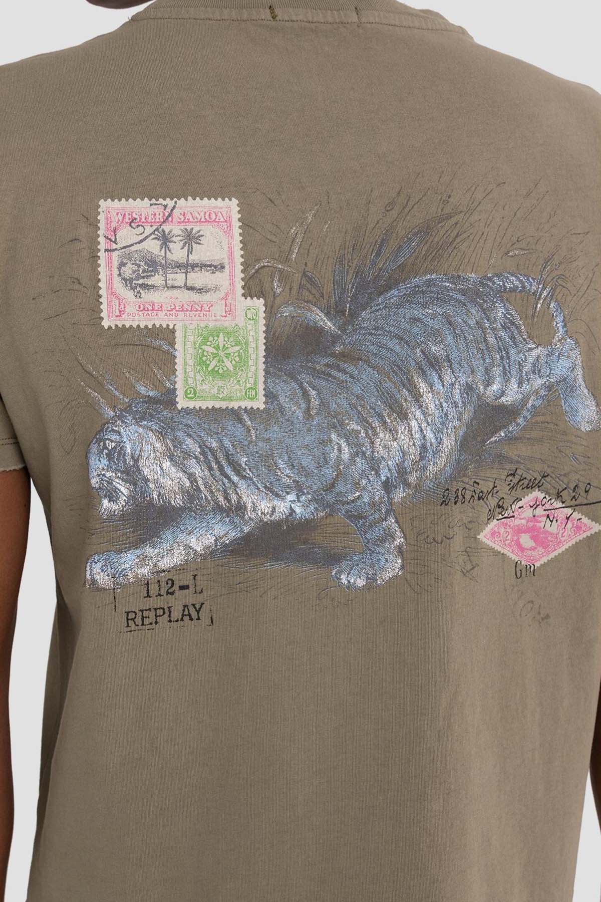 Replay Yuvarlak Yaka Eskitme Detaylı Baskılı T-shirt-Libas Trendy Fashion Store