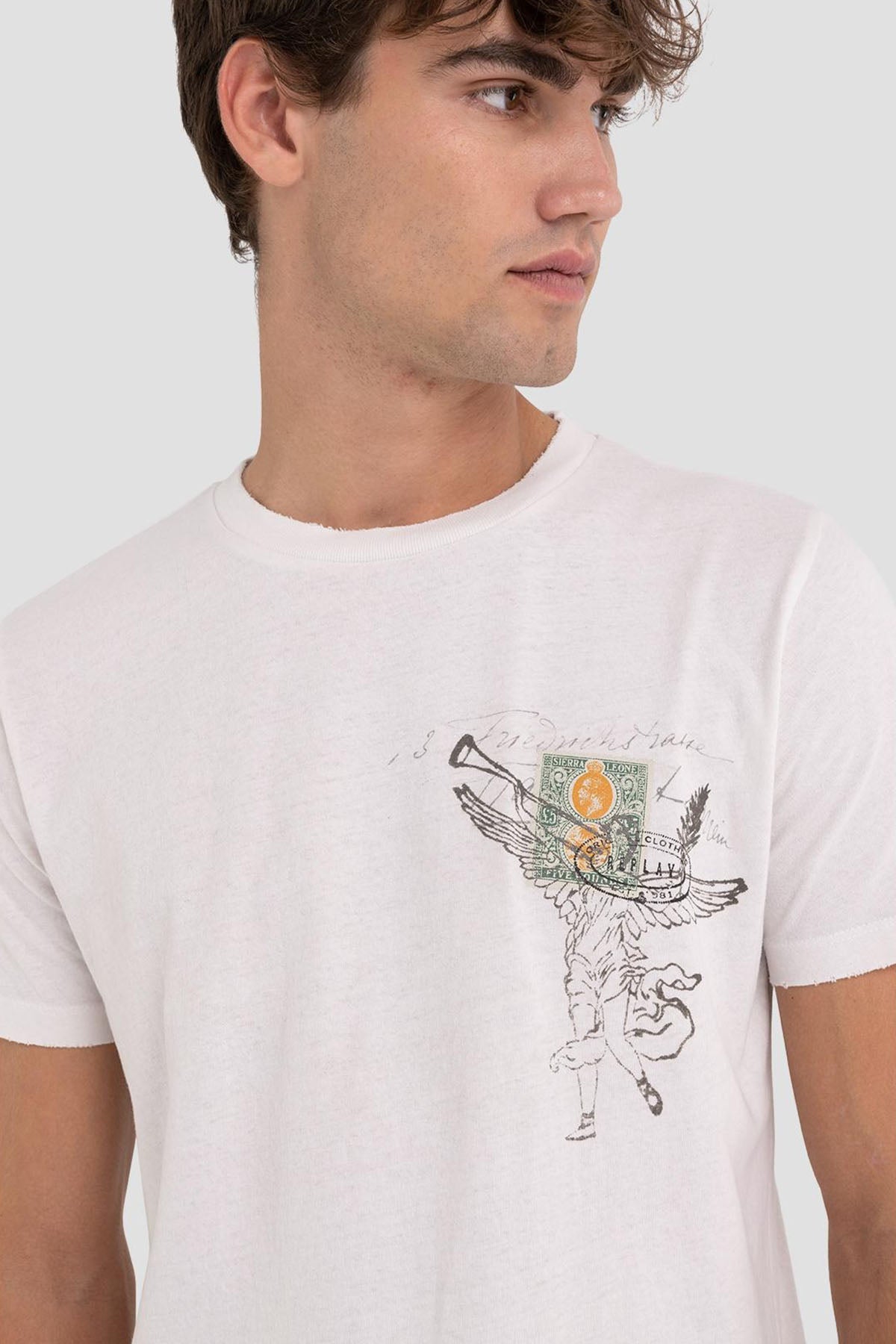 Replay Yuvarlak Yaka Eskitme Detaylı Baskılı T-shirt-Libas Trendy Fashion Store