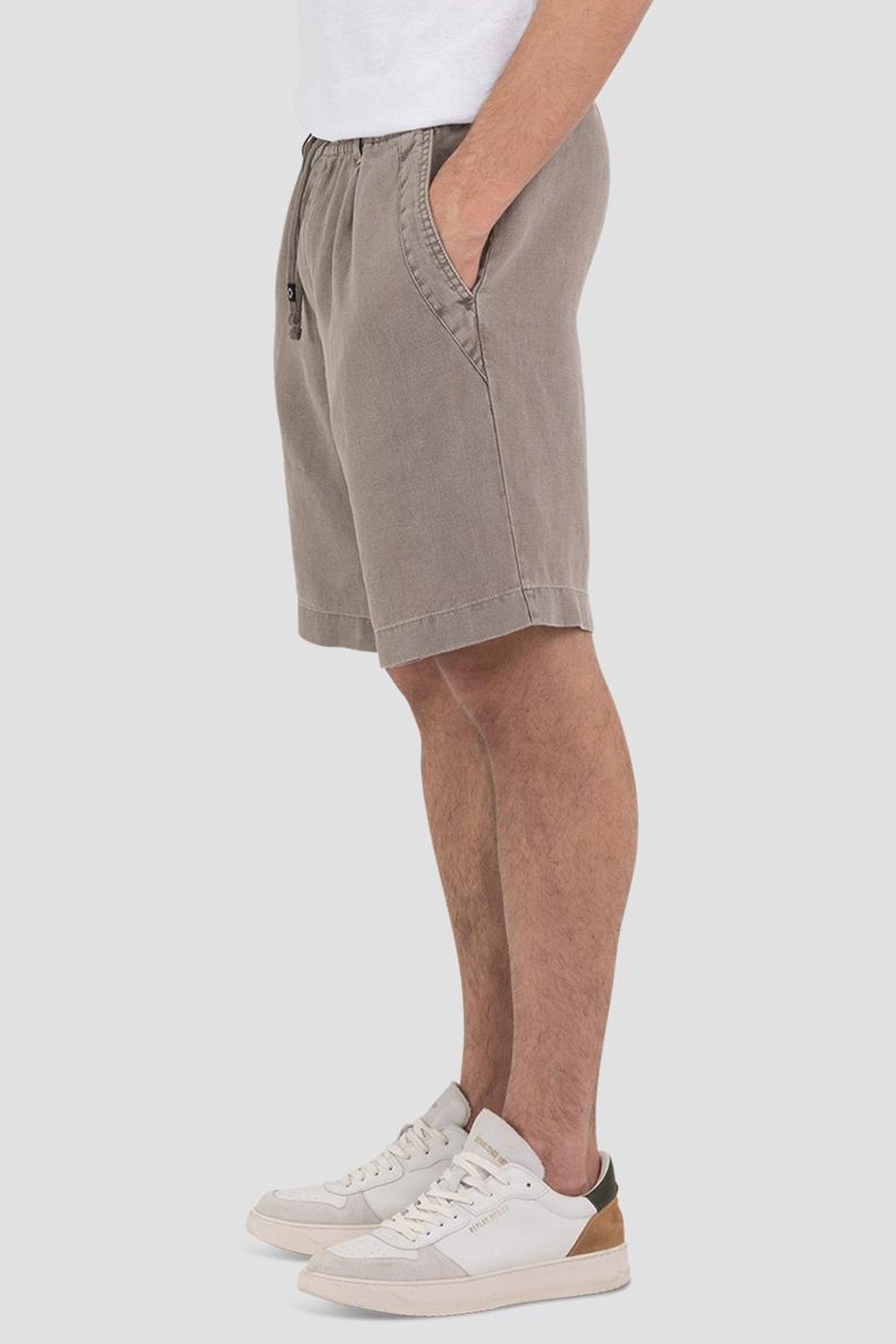 Replay Beli Lastikli Tek Pileli Keten Şort-Libas Trendy Fashion Store