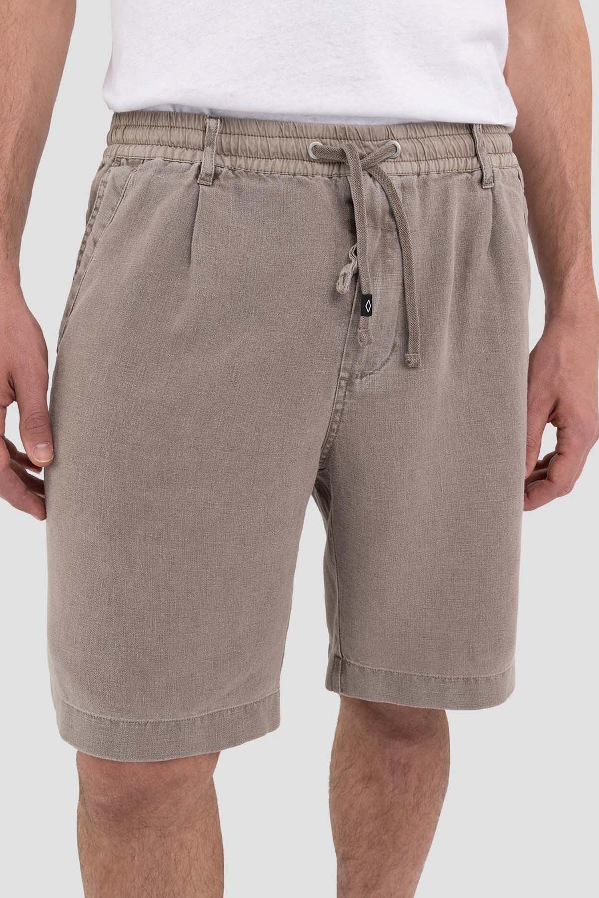 Replay Beli Lastikli Tek Pileli Keten Şort-Libas Trendy Fashion Store