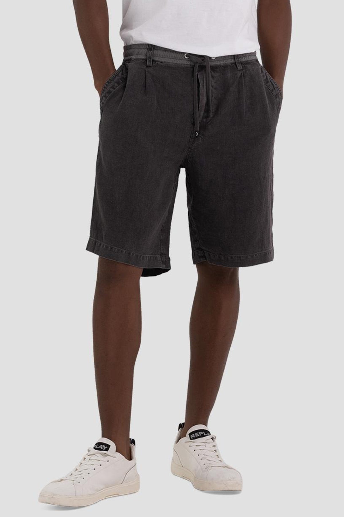 Replay Beli Lastikli Tek Pile Keten Şort-Libas Trendy Fashion Store