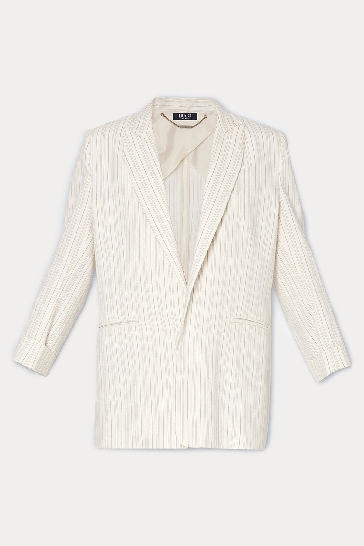 Liu Jo Çizgili Keten Blazer Ceket-Ceket-Libas