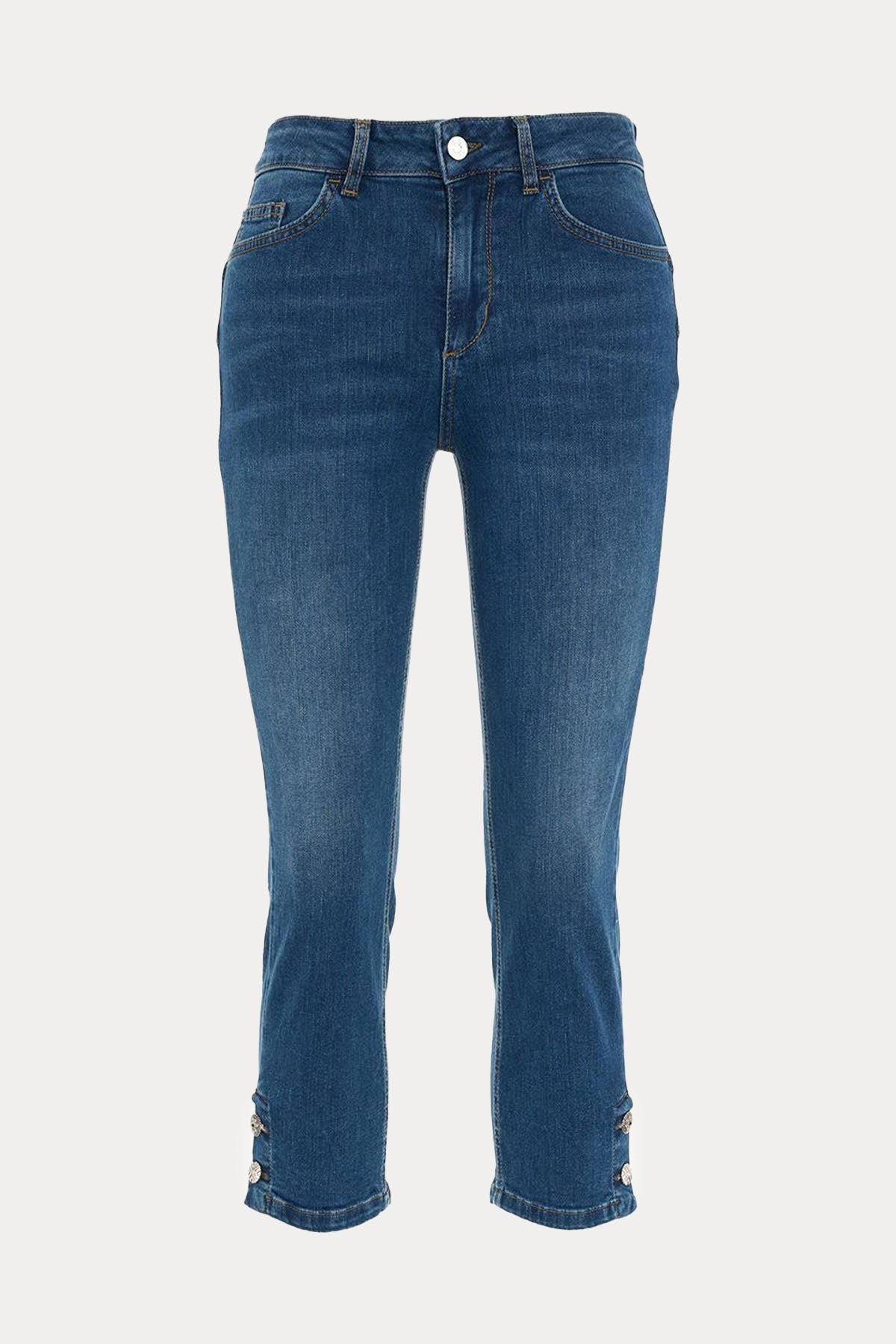Liu Jo Yüksek Bel Düğmeli Crop Paça Jeans