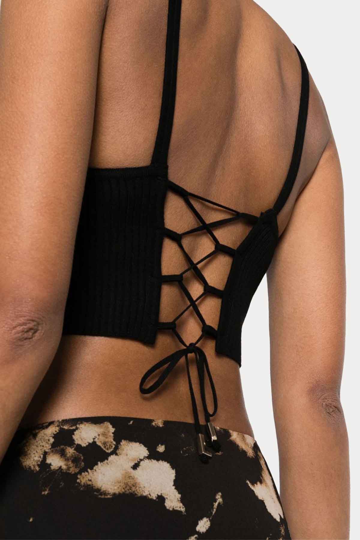 Liu Jo V Yaka Sırttan Bağlamalı Crop Bluz-Bluz-Libas