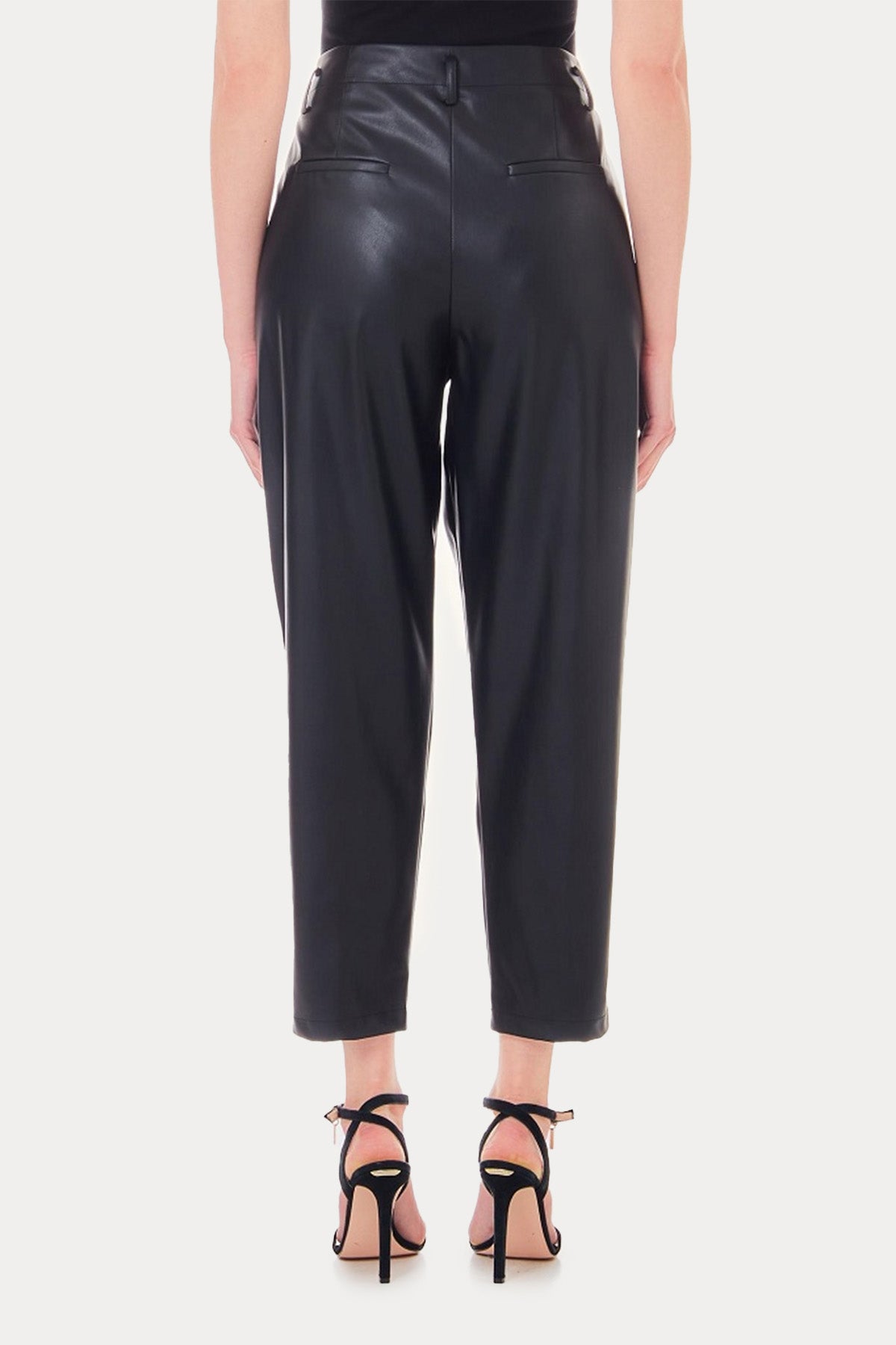 Liu Jo Tek Pileli Yüksek Bel Deri Pantolon