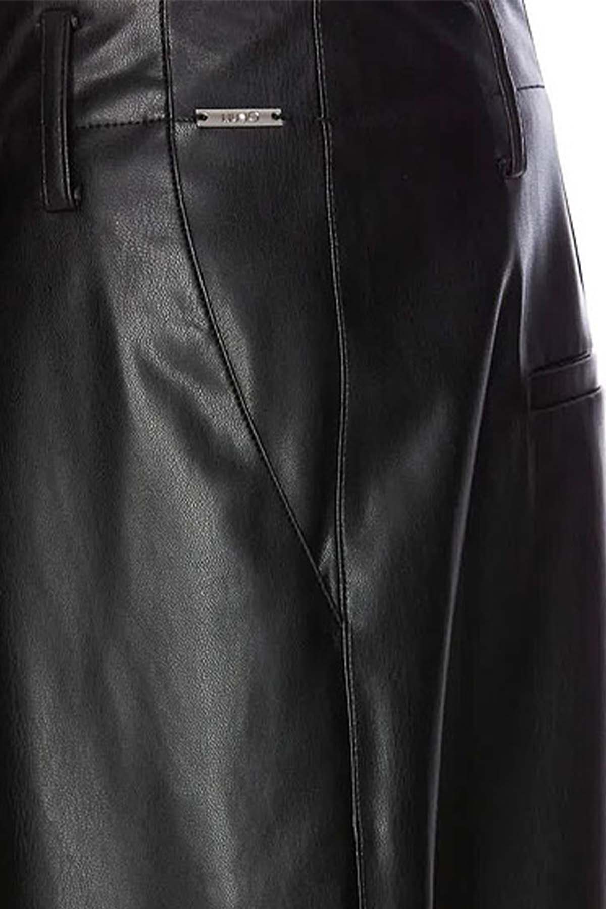 Liu Jo Tek Pileli Yüksek Bel Deri Pantolon