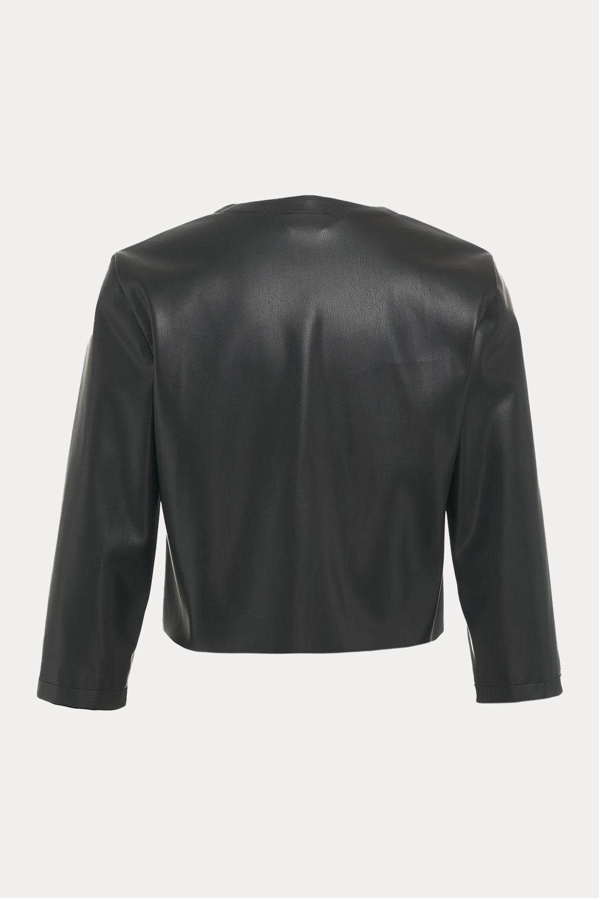 Liu Jo Lazer Kesim Nakışlı Crop Deri Ceket