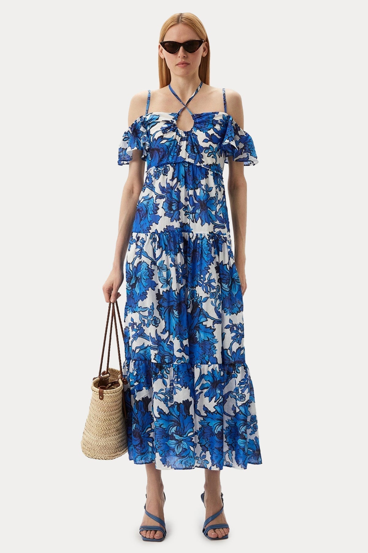 Liu Jo Çiçek Desenli Askılı Straplez Yaka Maxi Elbise