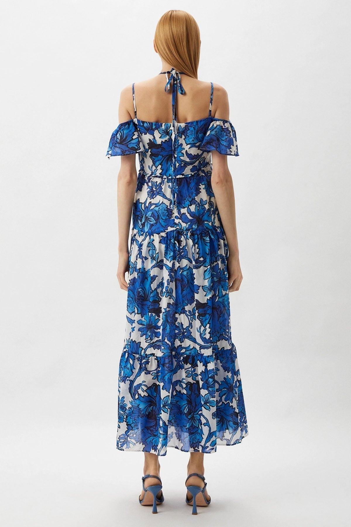 Liu Jo Çiçek Desenli Askılı Straplez Yaka Maxi Elbise