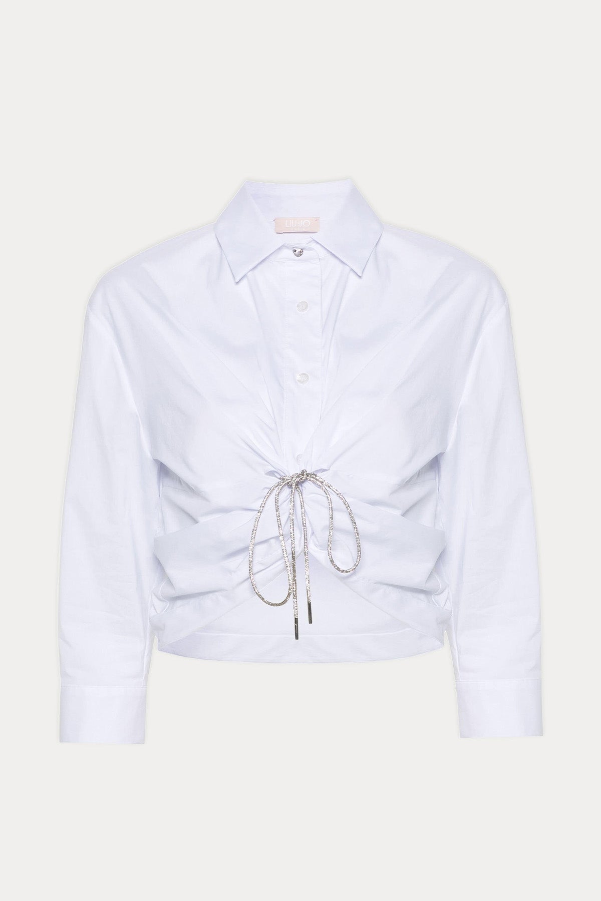 Liu Jo Klasik Yaka Büzgülü Crop Bluz