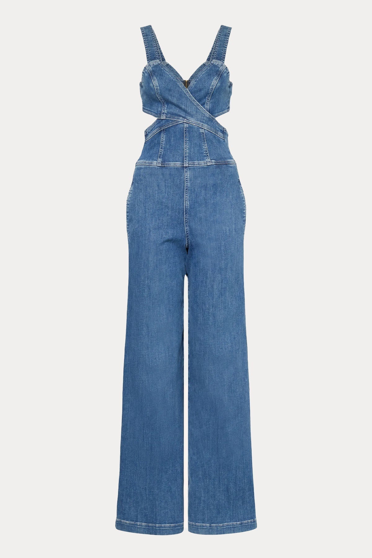 Liu Jo V Yaka Bel Dekolteli Denim Tulum