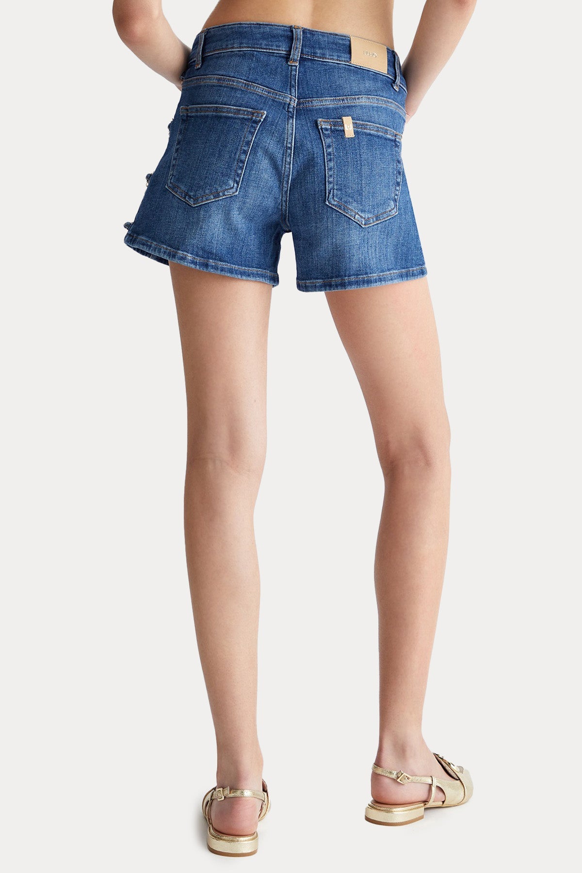 Liu Jo Metal Zincir Detaylı Denim Şort-Şort-Libas