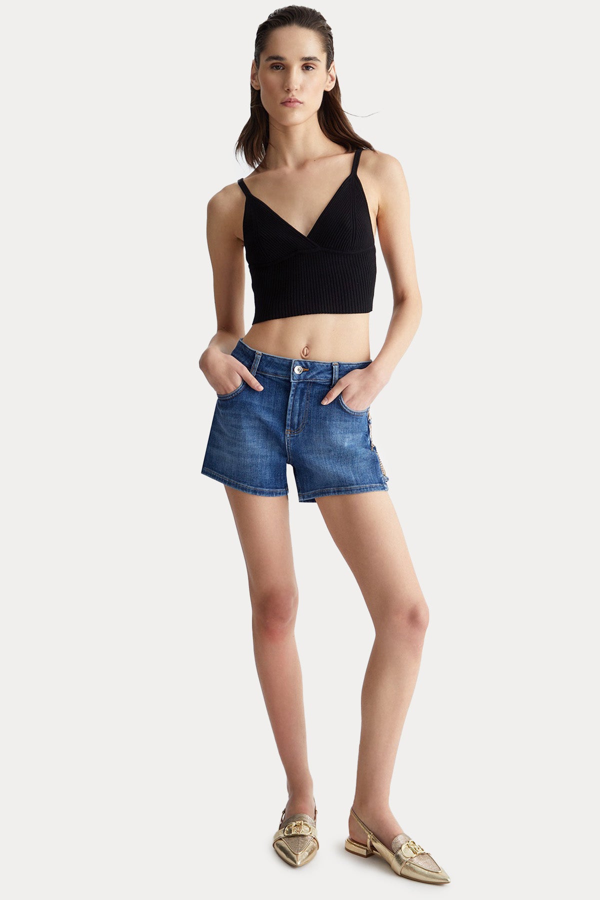 Liu Jo Metal Zincir Detaylı Denim Şort