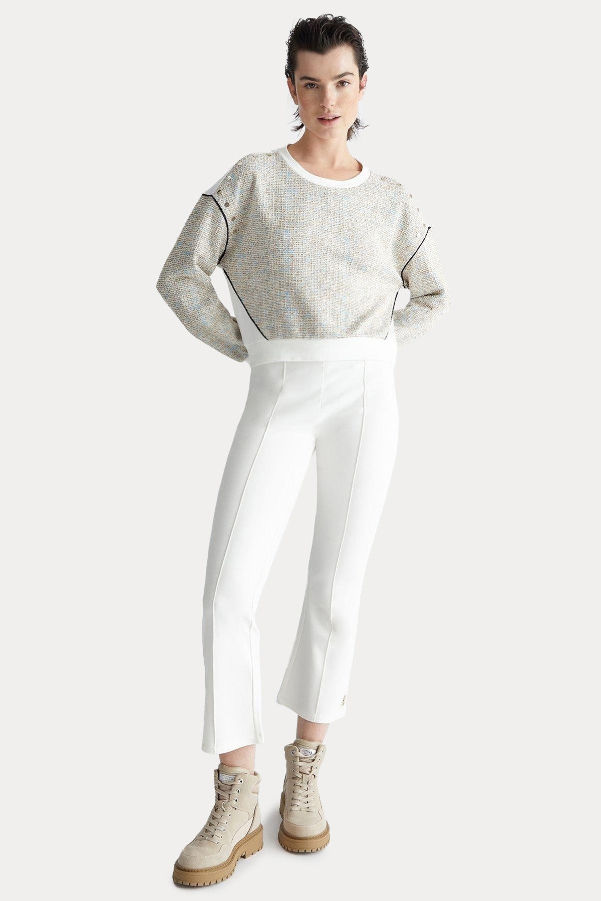 Liu Jo Yuvarlak Yaka Renkli Örgü Detaylı Sweatshirt