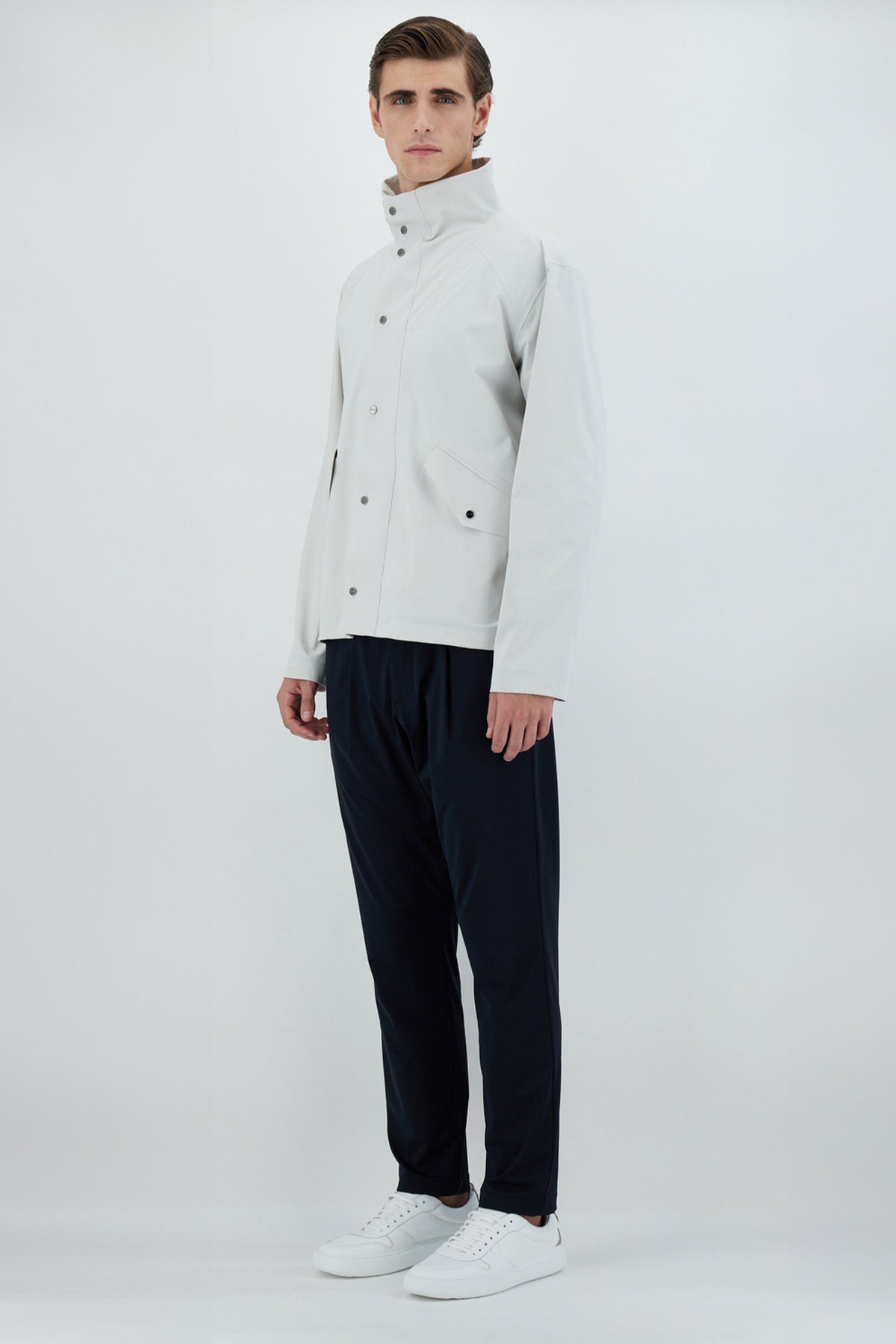 Herno Katlanabilir Dik Yakalı Cep Detaylı Streç Ceket