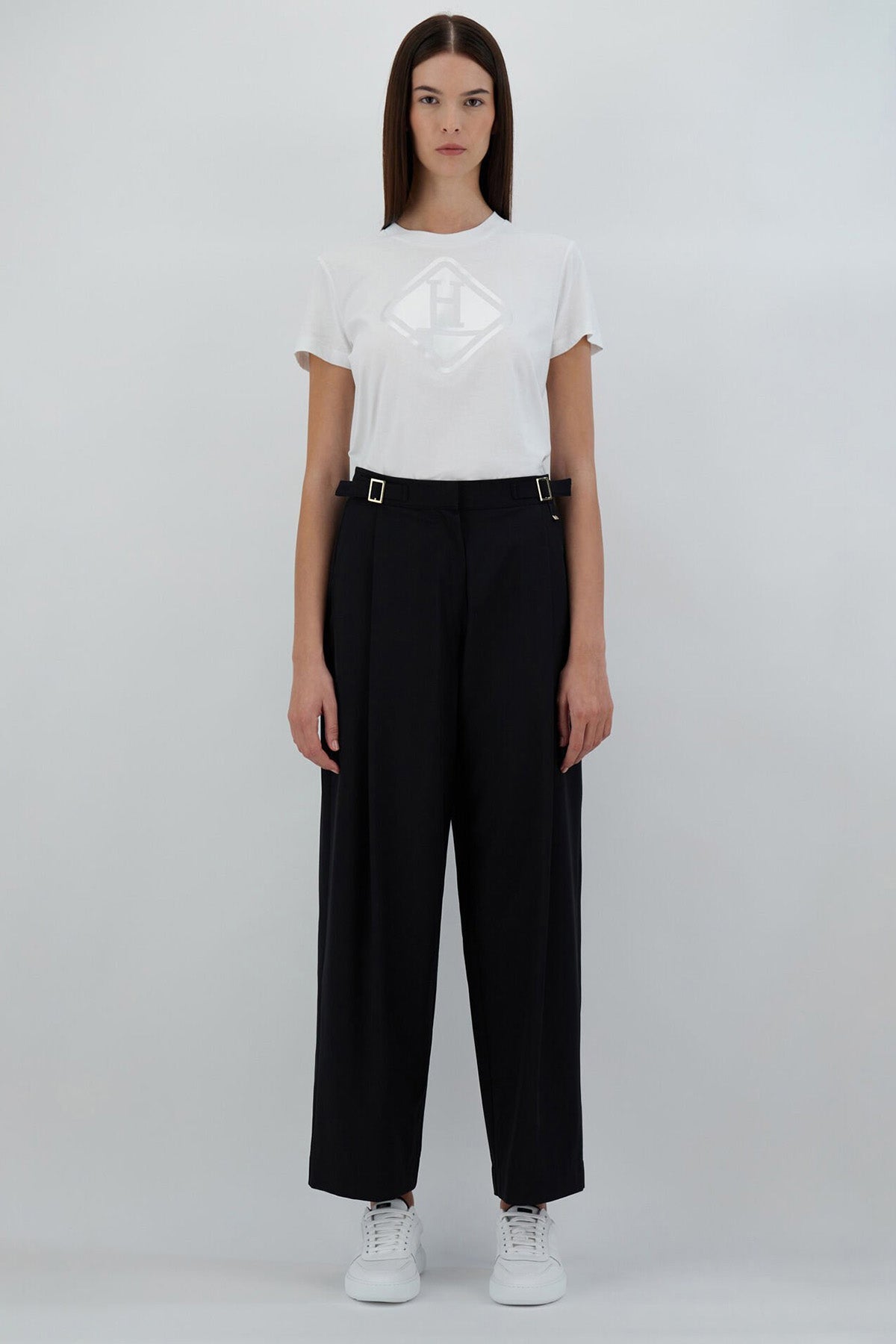 Herno Kemer Detaylı Yüksek Bel Pileli Pantolon