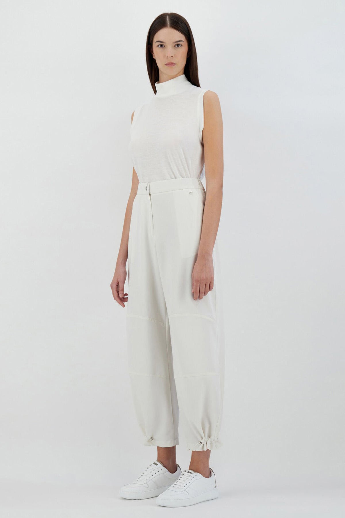 Herno Yüksek Bel Paçası Çıtçıtlı Beli Lastikli Pantolon