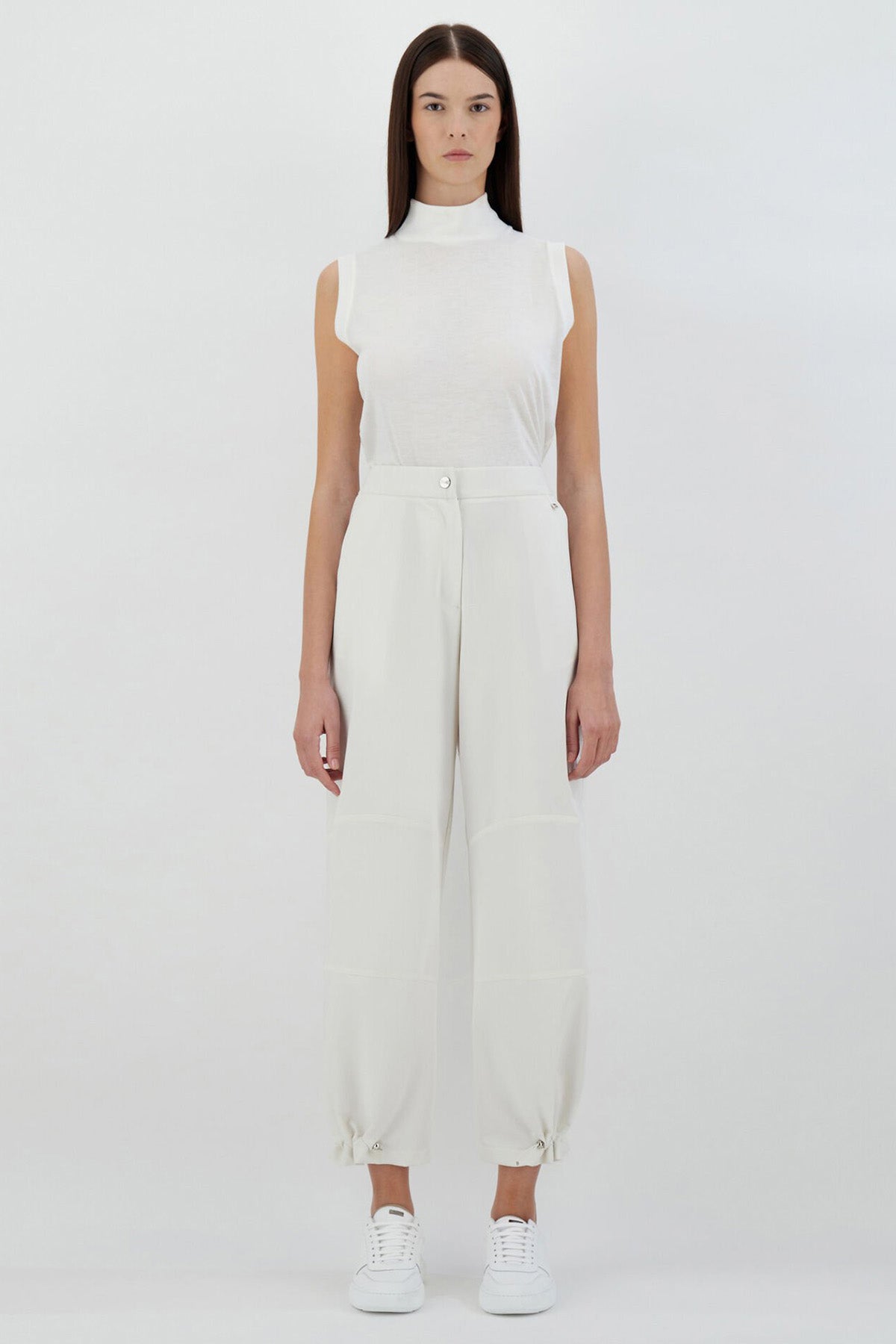 Herno Yüksek Bel Paçası Çıtçıtlı Beli Lastikli Pantolon