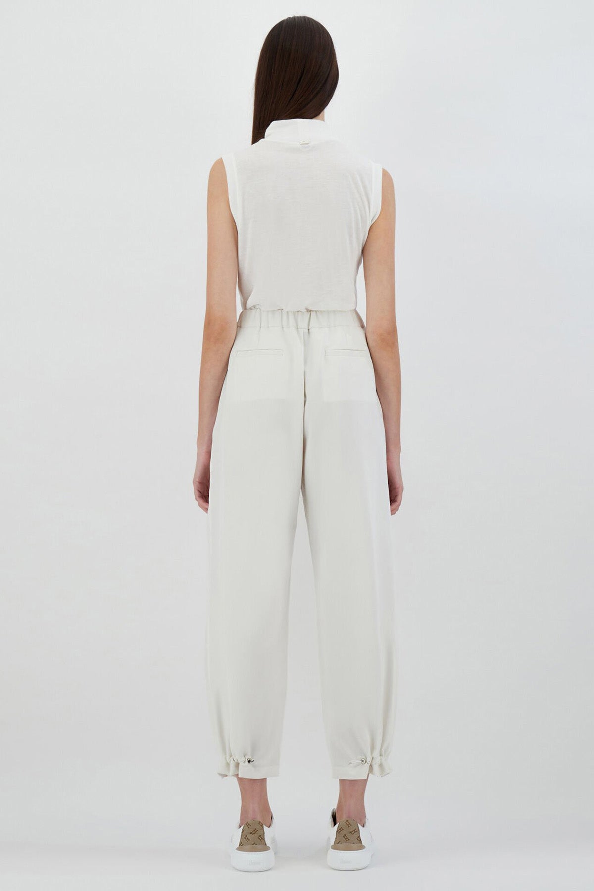 Herno Yüksek Bel Paçası Çıtçıtlı Beli Lastikli Pantolon