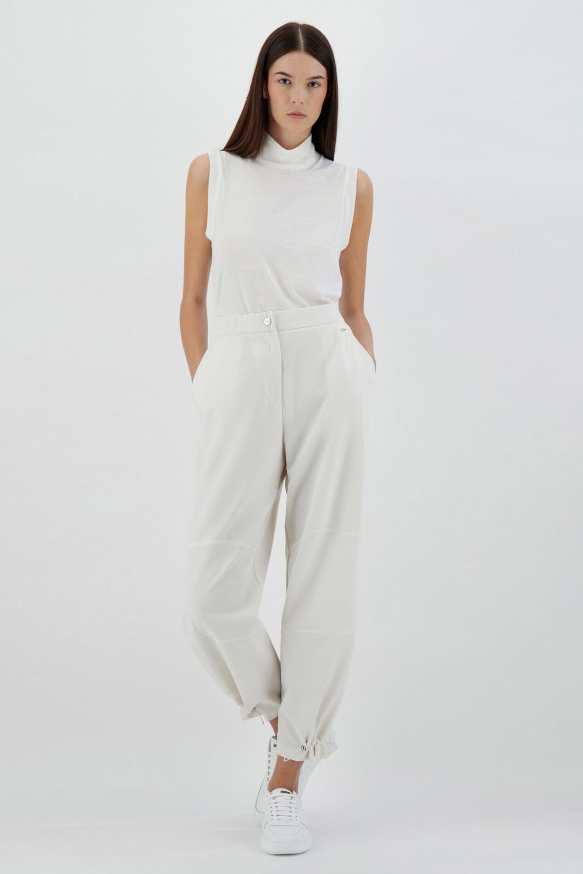 Herno Yüksek Bel Paçası Çıtçıtlı Beli Lastikli Pantolon