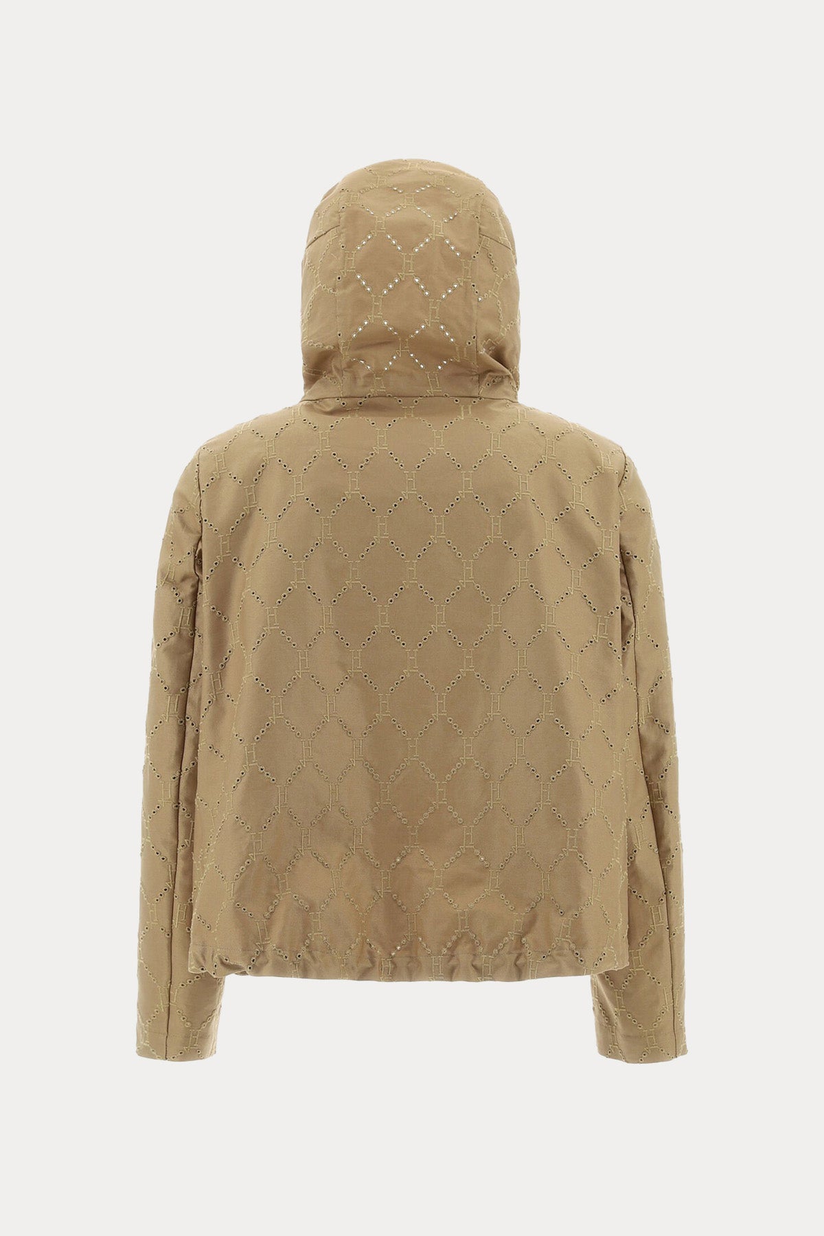 Herno Lazer Kesim Desenli Etek Ucu Büzgülü Kapüşonlu Ceket