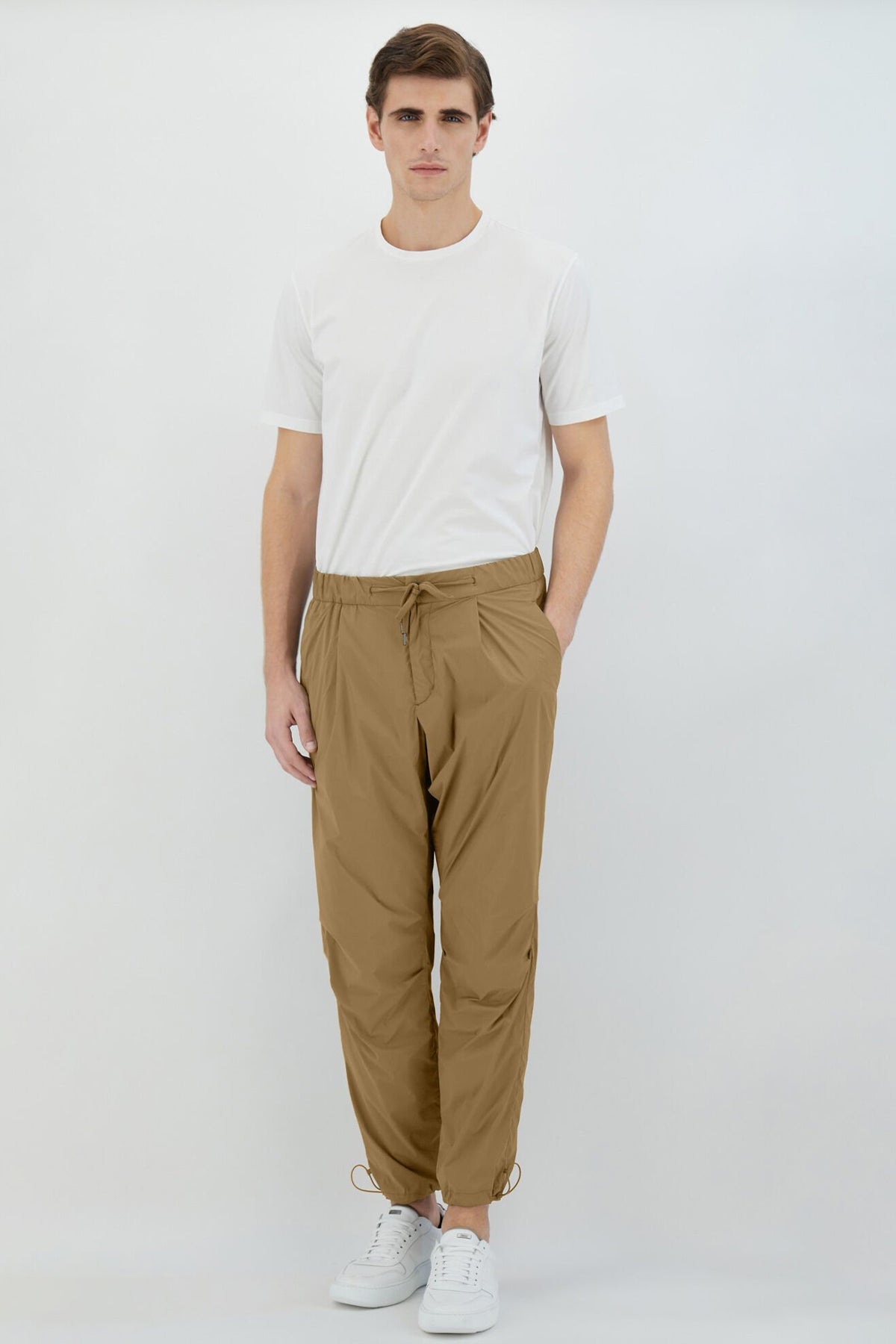 Herno Beli Lastikli Tek Pile Paçası Büzgülü Pantolon-Pantolon-Libas