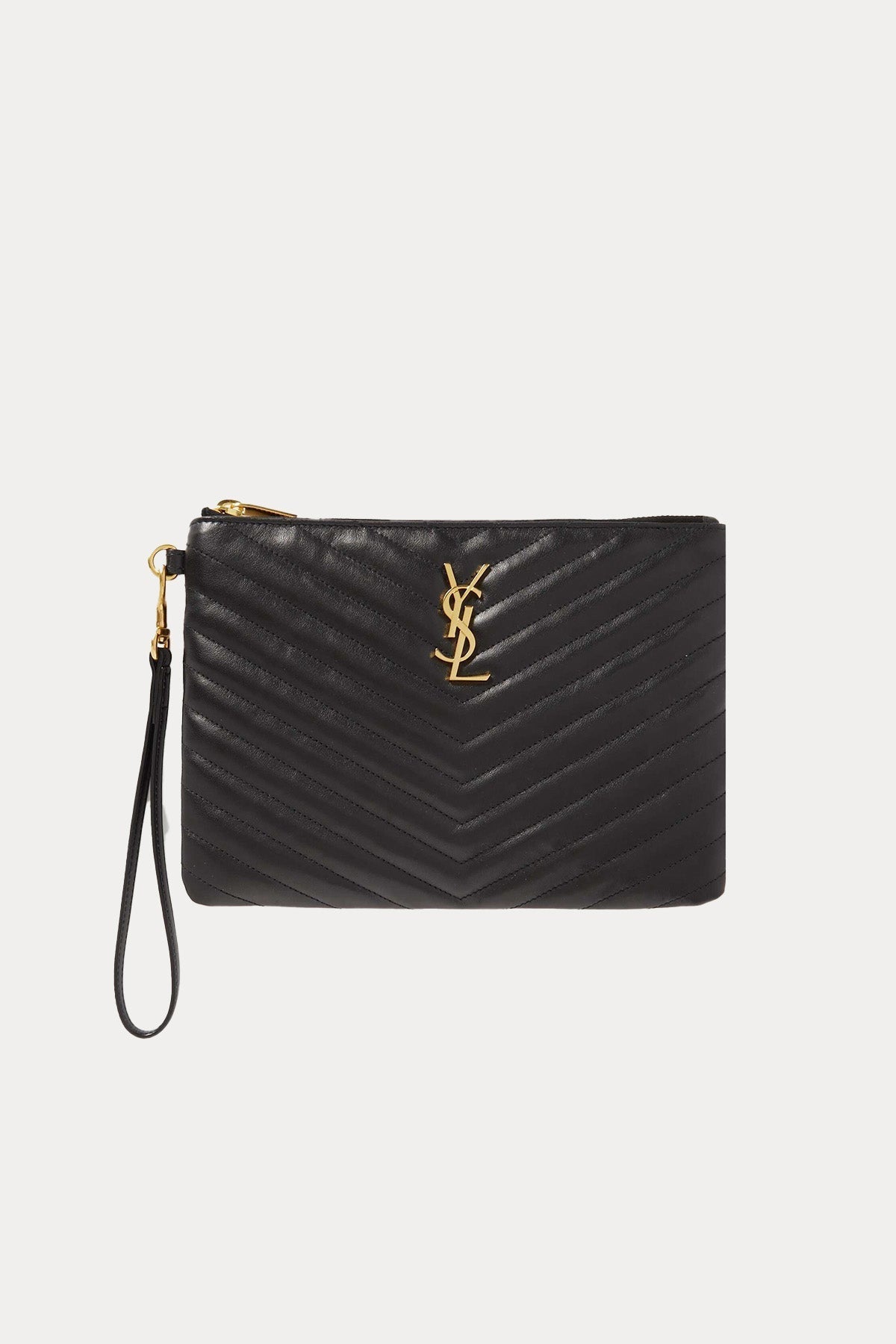Saint Laurent Logolu Deri Clutch Çanta