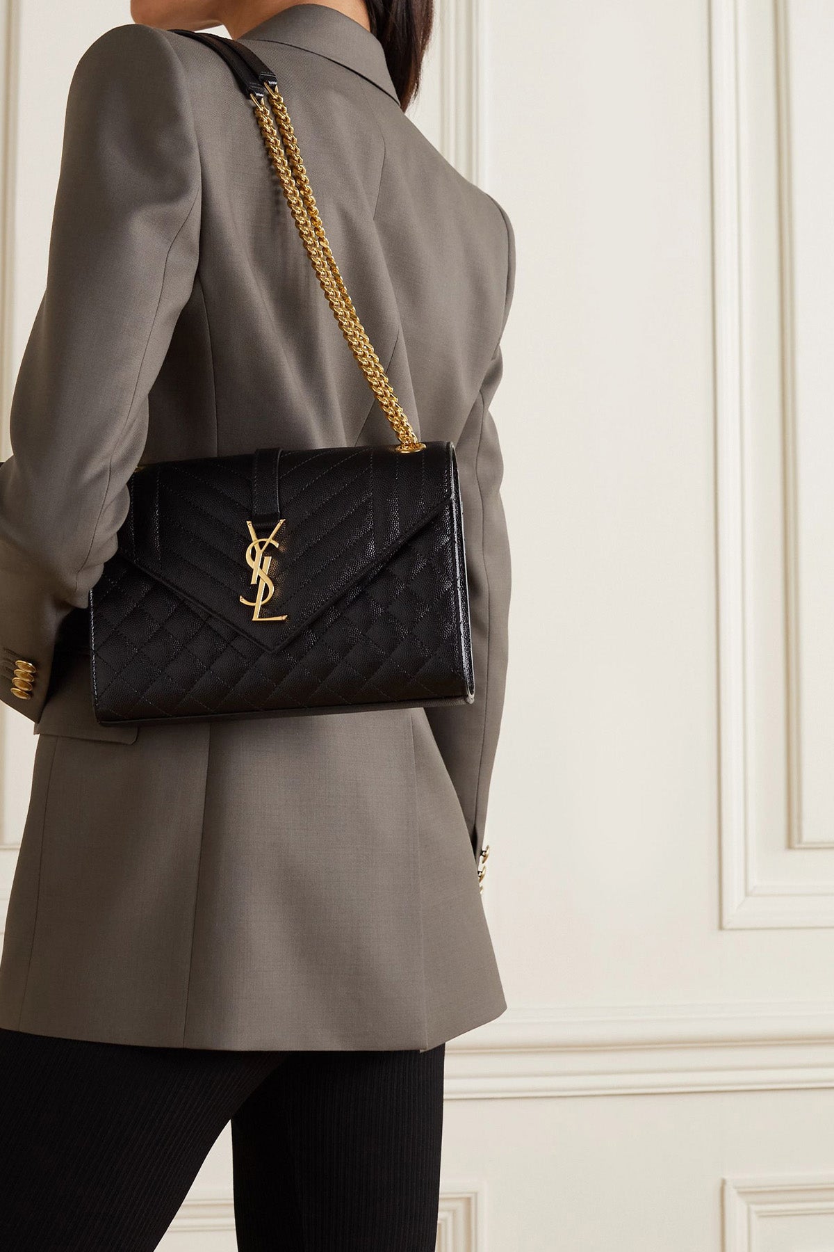 Saint Laurent Logolu Medium Deri Omuz Çantası