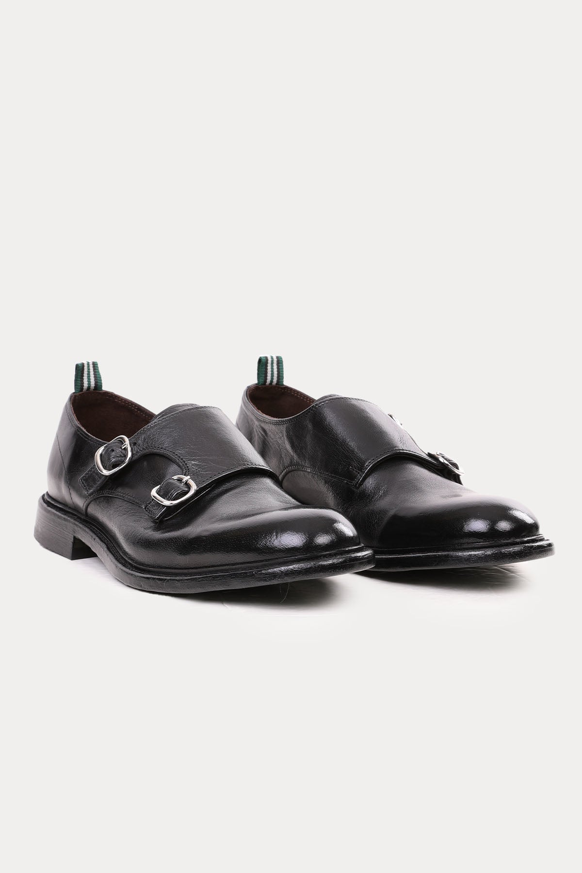 Green George Deri Çift Tokalı Loafer Ayakkabı