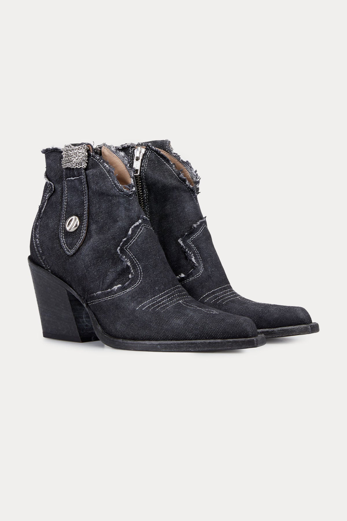 Fruit Eskitme Denim Kumaş Sivri Küt Burunlu Bot