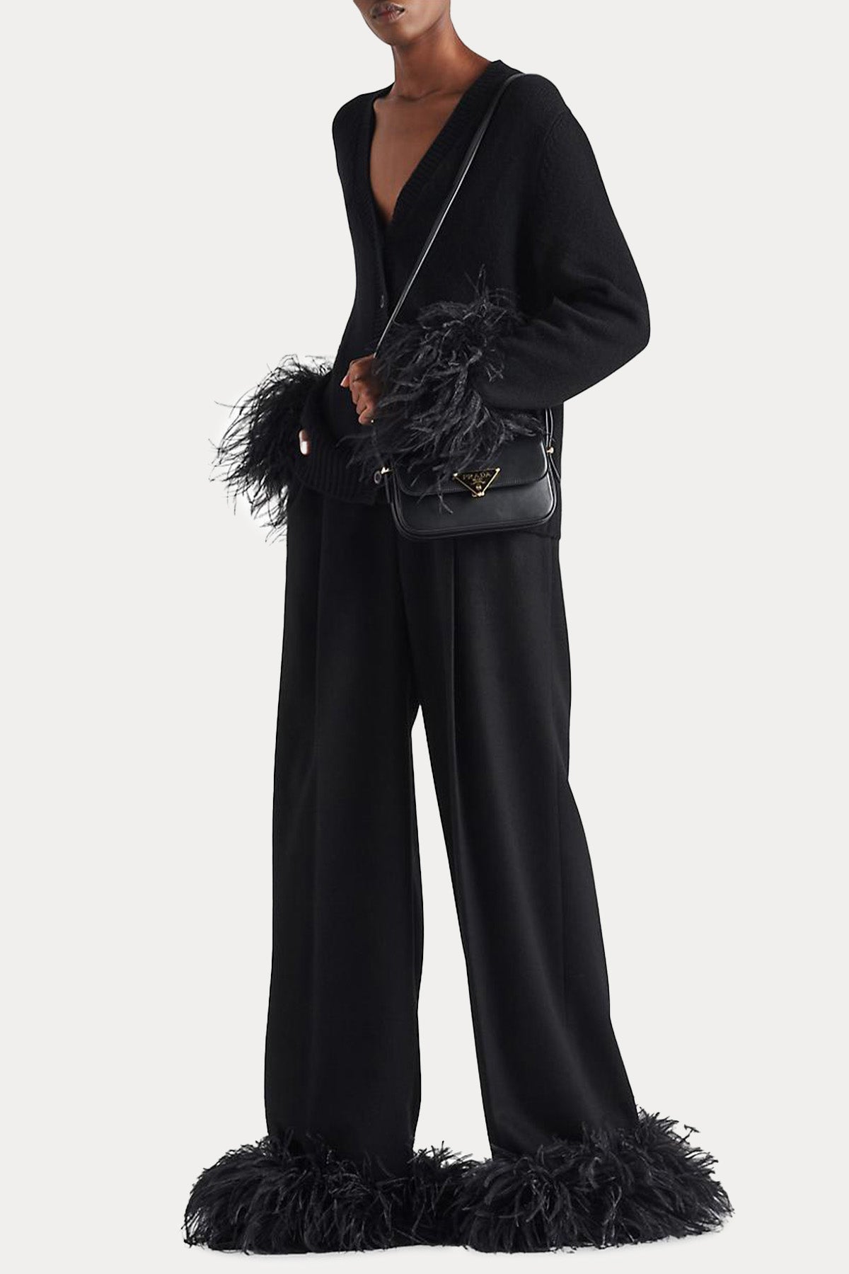 Prada Logolu Deri Omuz Çantası