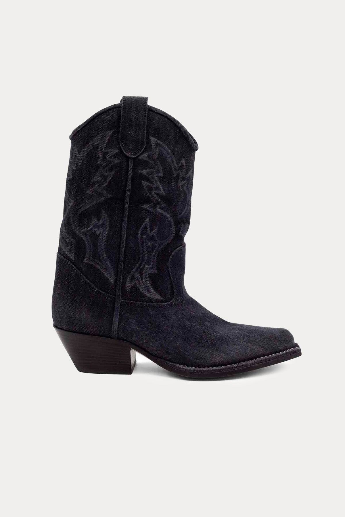 Vic Matie Denim Kumaş Sivri Küt Burunlu Western Çizme