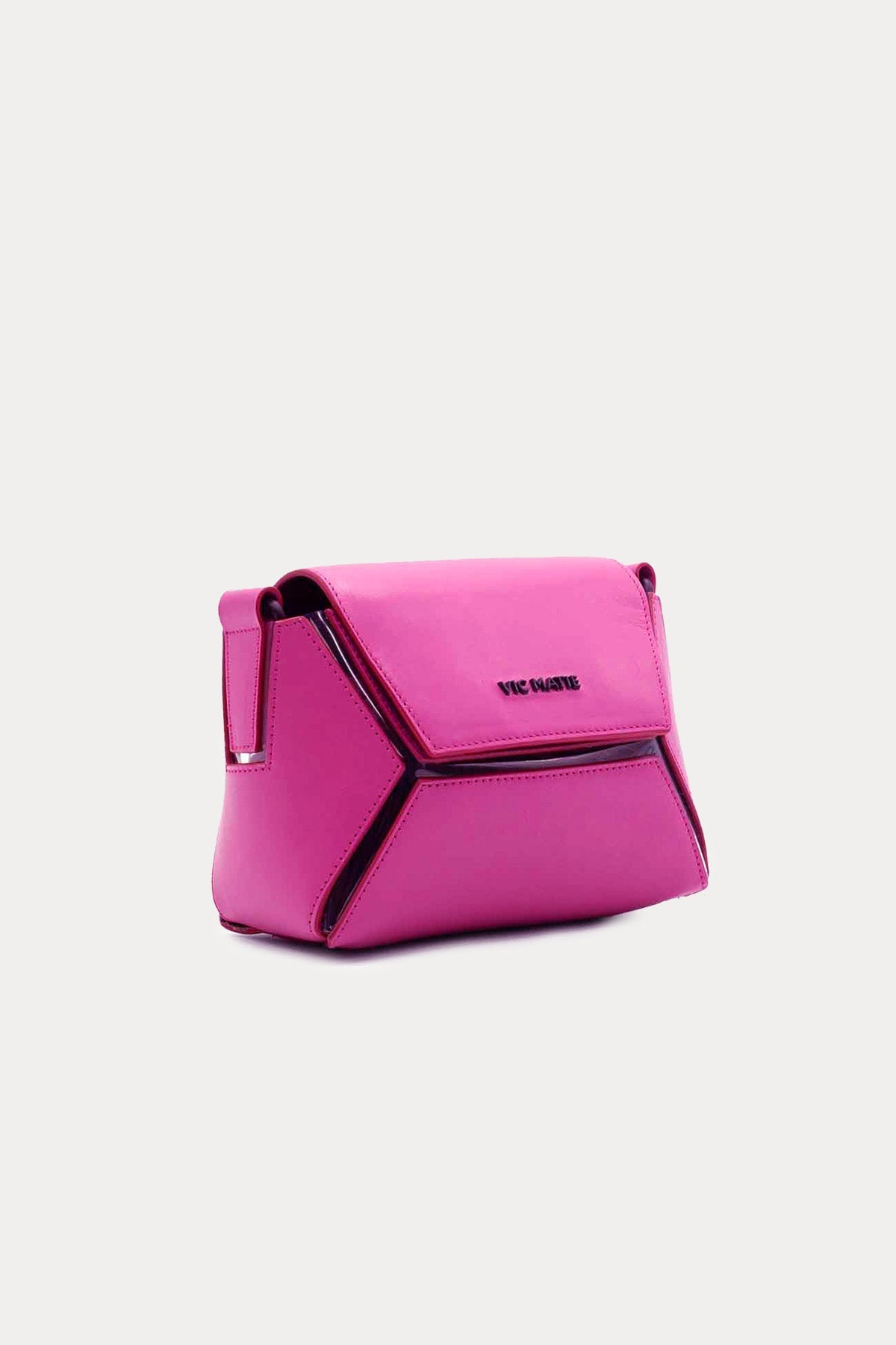 Vic Matie Şeffaf Ek Detaylı Logolu Small Deri Omuz Çantası