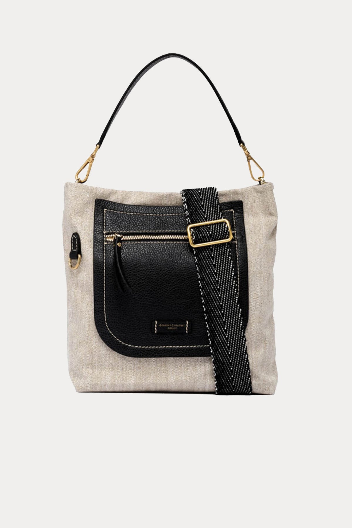 Gianni Chiarini Afra Deri Detaylı Kanvas Kumaş Omuz Çantası