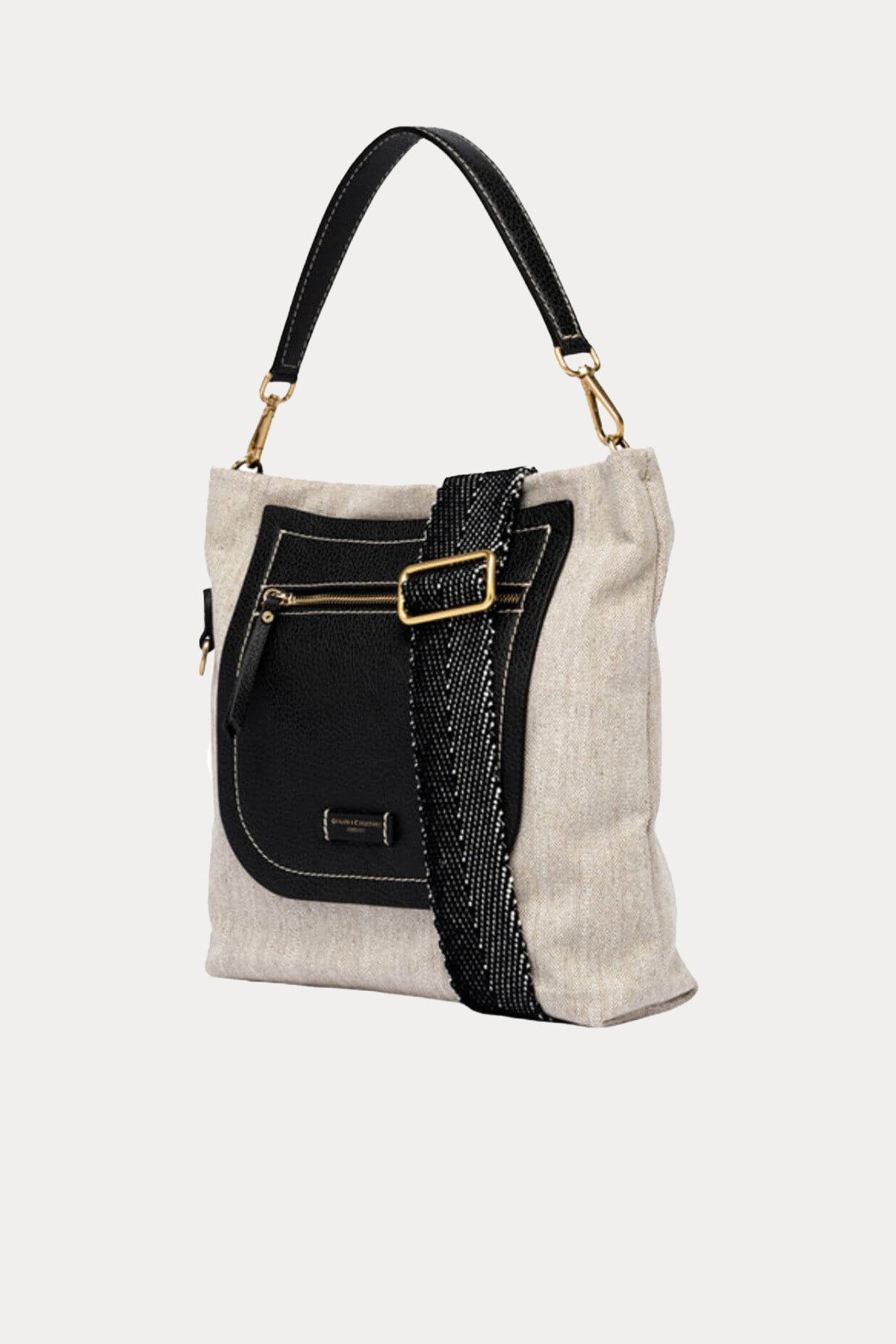 Gianni Chiarini Afra Deri Detaylı Kanvas Kumaş Omuz Çantası