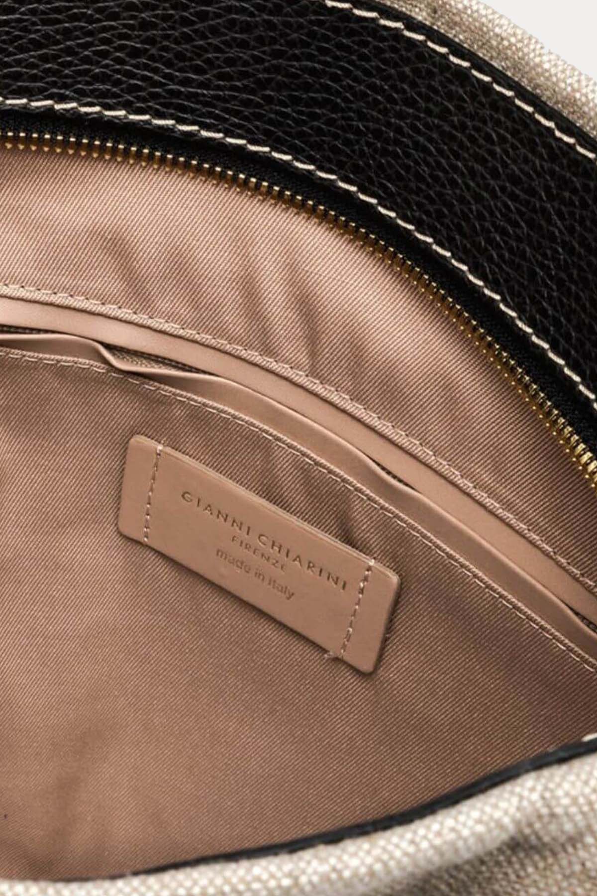 Gianni Chiarini Afra Deri Detaylı Kanvas Kumaş Omuz Çantası