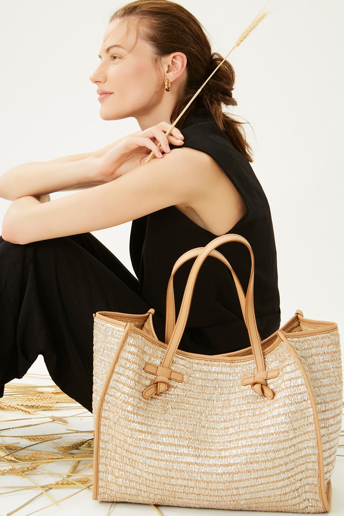 Gianni Chiarini Marcella Hasır Örgü Shopping Bag Çanta