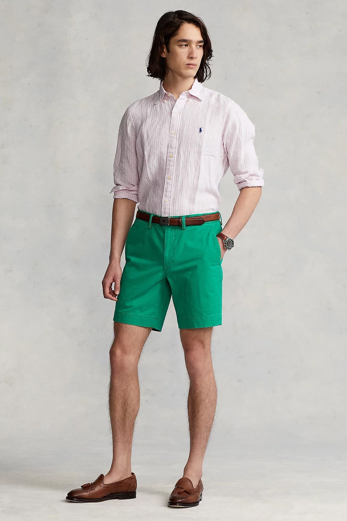 Polo Ralph Lauren Custom Fit Çizgili Keten Gömlek-Gömlek-Libas