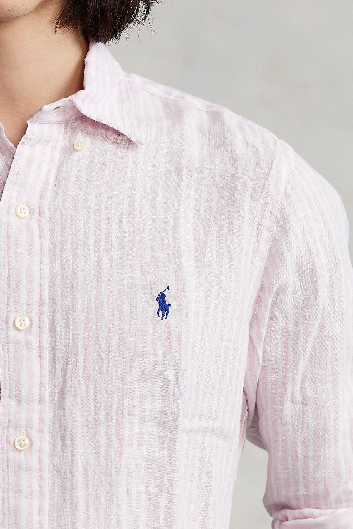 Polo Ralph Lauren Custom Fit Çizgili Keten Gömlek-Gömlek-Libas